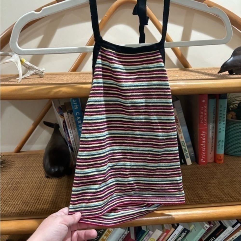 Brandy Melville one size knit striped crop halter top